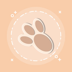 bunny paw print icon over orange background, colorful design vector illustration