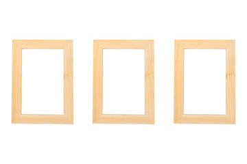 Blank wooden frames on the white background