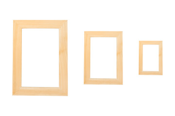 Blank wooden frames on the white background