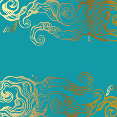 Fototapeta na wymiar Hand drawn Blue water wave, abstract Sea background