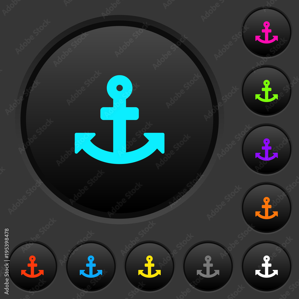 Poster anchor dark push buttons with color icons