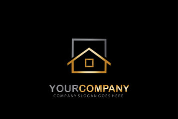 Real Estate Golden Logo. House Construction Design