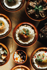 Lebanon cuisine. Traditional meze lunch