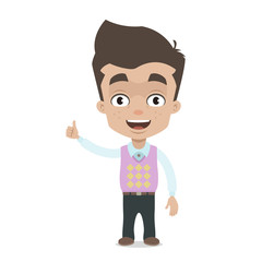 Happy successful boy showing thumb up