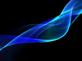      Abstract Background With Blue Line Wave On Black 