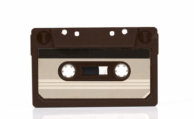 audio cassette on white background