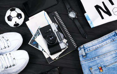 Obraz premium Set of men s clothing and accessories hipster concept