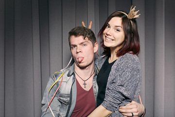 Cheerful couple having fun together