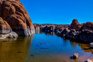 Fototapeta na wymiar I captured this image on a beautiful day at Watson Lake in the Granite Dells of Prescott, Arizona.