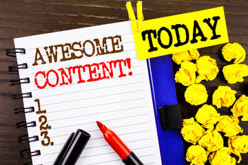 Word, writing, text  Awesome Content. Business concept for Creative Strategy Education Website...