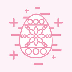 Easter egg icon over pink background, colorful line design. vector illustration