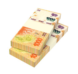 Argentina pesos isolated on white with clipping path. 3D illustration.