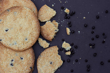 Homemade cookies with chocolate drops.
