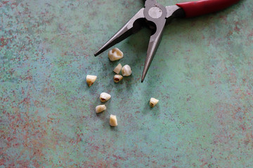 Home dental care wrong concept with tool