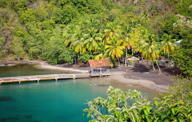Martinique Island. Anse Noire beach, near Grande Anse, Martinique, Caribbeans