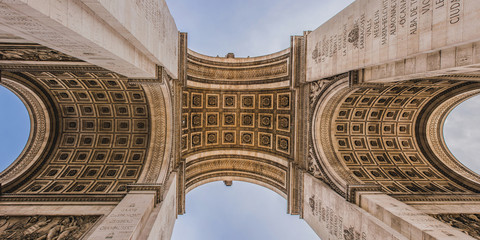 Panorama Arc de Triomphe Paris France, low view, high resolution - obrazy, fototapety, plakaty