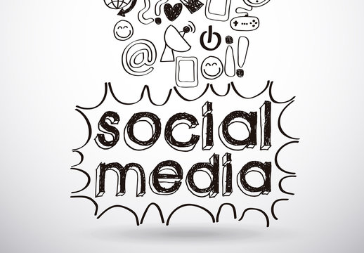 Hand-Drawn Social Media Icons Sketch Digital Communication Concept