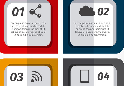 Red And Blue Share Cloud WiFi Mobile Icons Set 