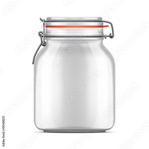 Vector Empty Bale Glass Jar With Swing Top Lid Isolated On