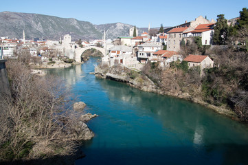 Fototapeta na wymiar Stari Most bridge over Neretva