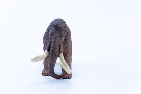 Mammoth toy on white background - front view