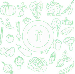 Vegetables set on white isolated beckground , vegetables set pattern