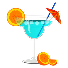 Blue cocktail with orange slices