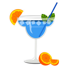 Blue cocktail with orange slices