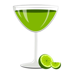 Green cocktail with a lemon slice