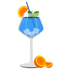 Blue cocktail with orange slices