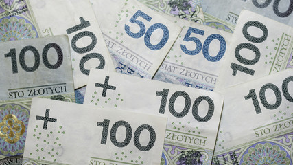 background of new Polish banknotes 50 and 100 zloty - obrazy, fototapety, plakaty
