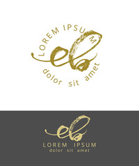 Fototapeta na wymiar E B. Initials Monogram Logo Design. Dry Brush Calligraphy