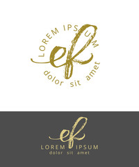 Fototapeta na wymiar E F. Initials Monogram Logo Design. Dry Brush Calligraphy