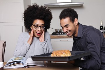 Afro couple in the kitchen