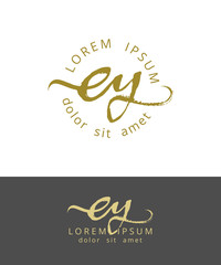 E Y. Initials Monogram Logo Design. Dry Brush Calligraphy