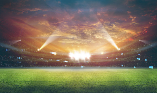 lights at night and stadium 3D rendering.