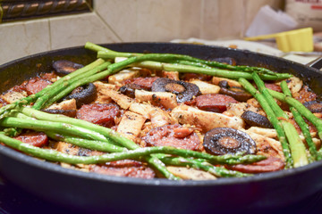 Closeup of fresh seafood paella