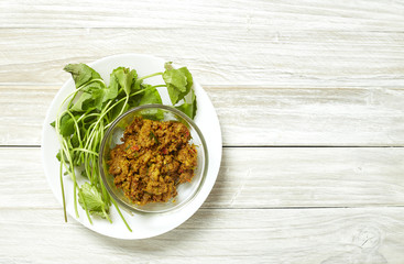 Thai food Pork with yellow curry paste