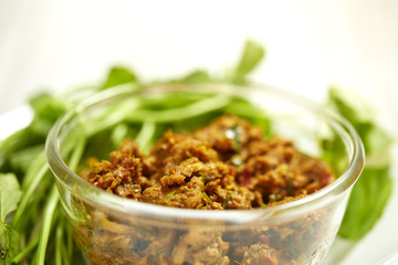 Thai food Pork with yellow curry paste