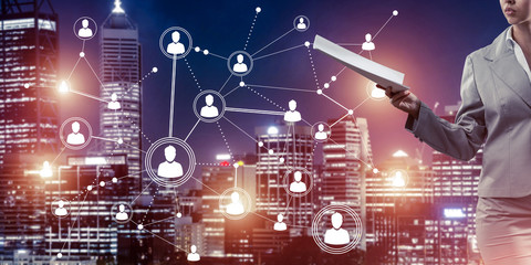 Concept of modern business networking that connect and cooperate
