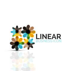 Abstract flower or star, linear thin line icon. Minimalistic business geometric shape symbol created with line segments