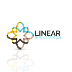 Abstract flower or star, linear thin line icon. Minimalistic business geometric shape symbol created with line segments