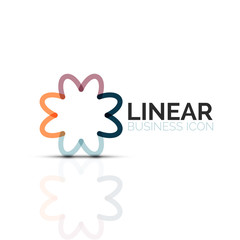 Abstract flower or star, linear thin line icon. Minimalistic business geometric shape symbol created with line segments