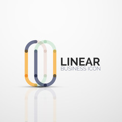 Abstract flower or star minimalistic linear icon, thin line geometric flat symbol for business icon design, abstract button or emblem