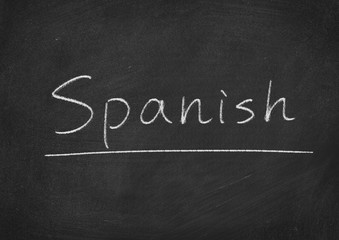 Spanish concept word on a blackboard background