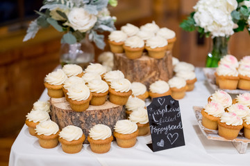 Wedding Cupcakes on Dessert Table