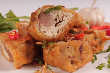 Indonesian traditional food : stuffed soybean cake