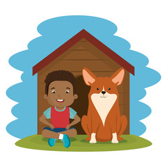 boy with dog character