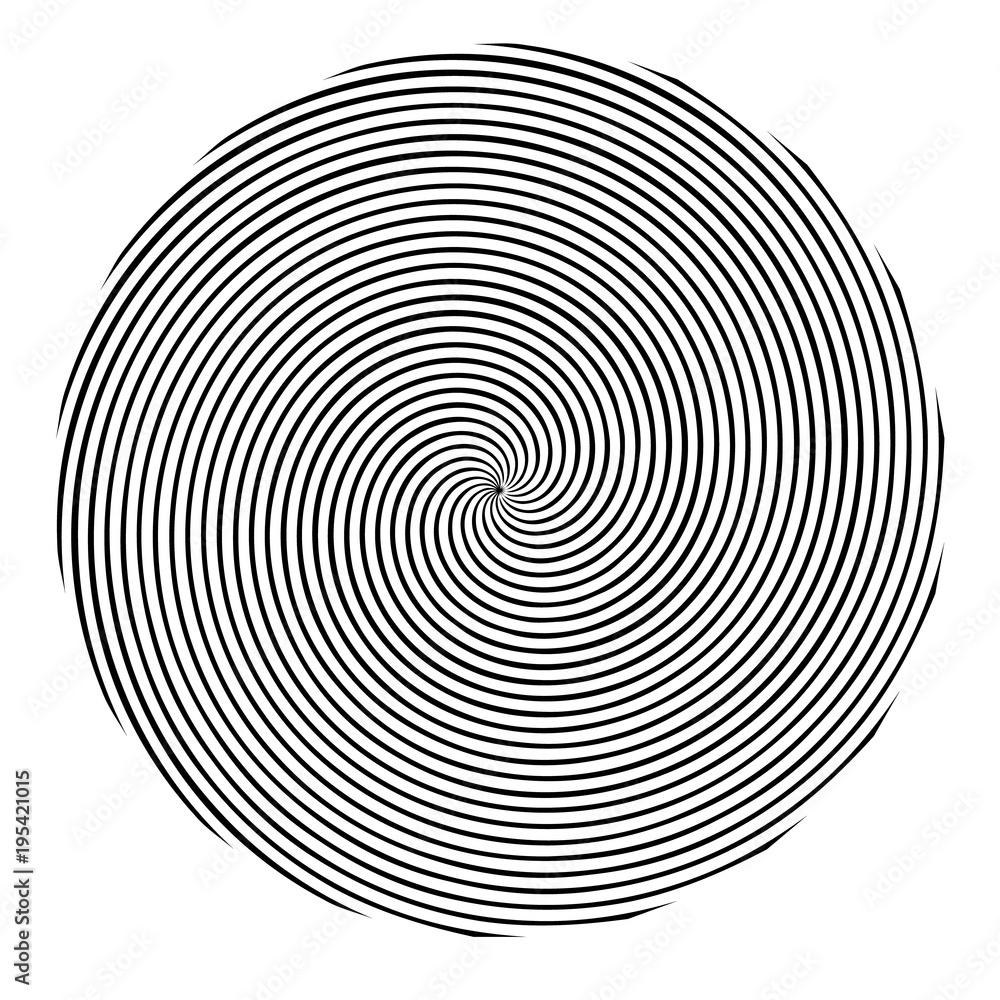 Poster circular, radial abstract element on white. radiating shape with distortion