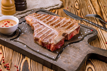 t-bone steak on the bone